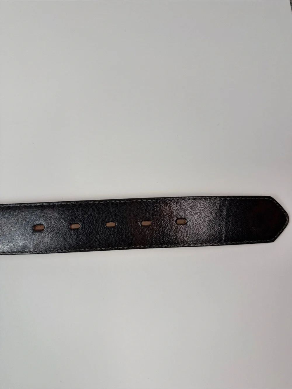 NWT Bar III Made in USA Leather Belt Size 38 Brown Brass Buckle Vintage Classic